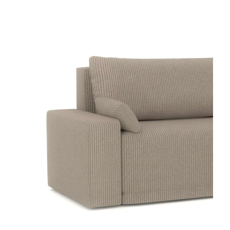 Canapé d'angle TEO convertible velours côtelé grège 4 places