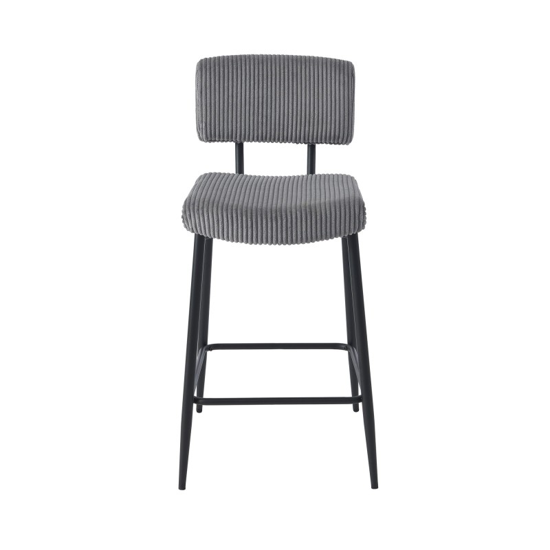 Lot de 2 tabourets de bar EKO en velours côtelé gris