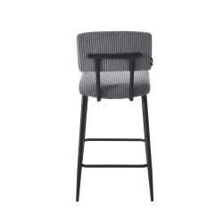 Lot de 2 tabourets de bar EKO en velours côtelé gris