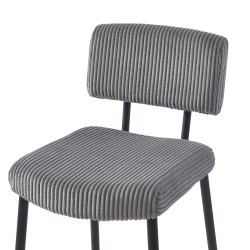 Lot de 2 tabourets de bar EKO en velours côtelé gris