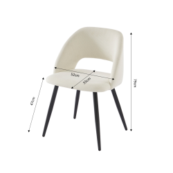 Lot de 2 chaises VINTAGE velours côtelé beige crème pieds métal noir