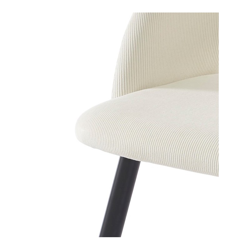 Lot de 2 chaises VINTAGE velours côtelé beige crème pieds métal noir