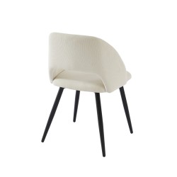 Lot de 2 chaises VINTAGE velours côtelé beige crème pieds métal noir