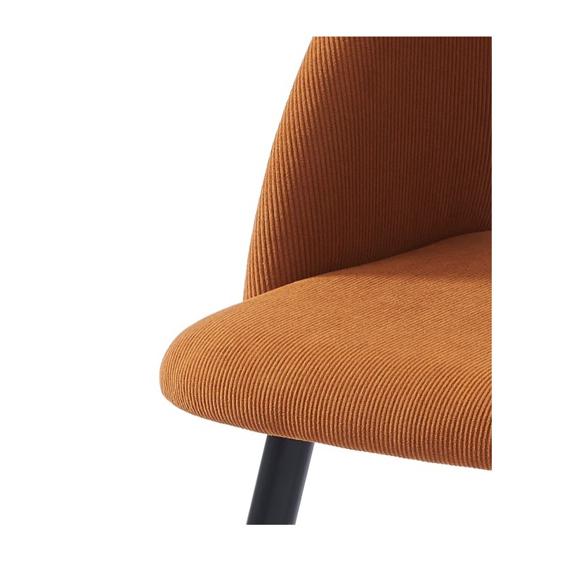 Lot de 2 chaises VINTAGE velours côtelé terracotta pieds métal noir