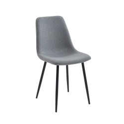 Lot de 4 chaises ESTELLE tissu gris clair pieds métal noir