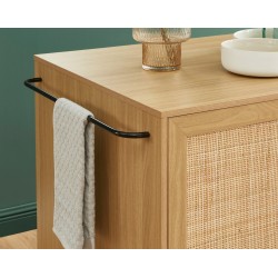 Ilot central AMANA effet chêne et cannage rotin 100cm