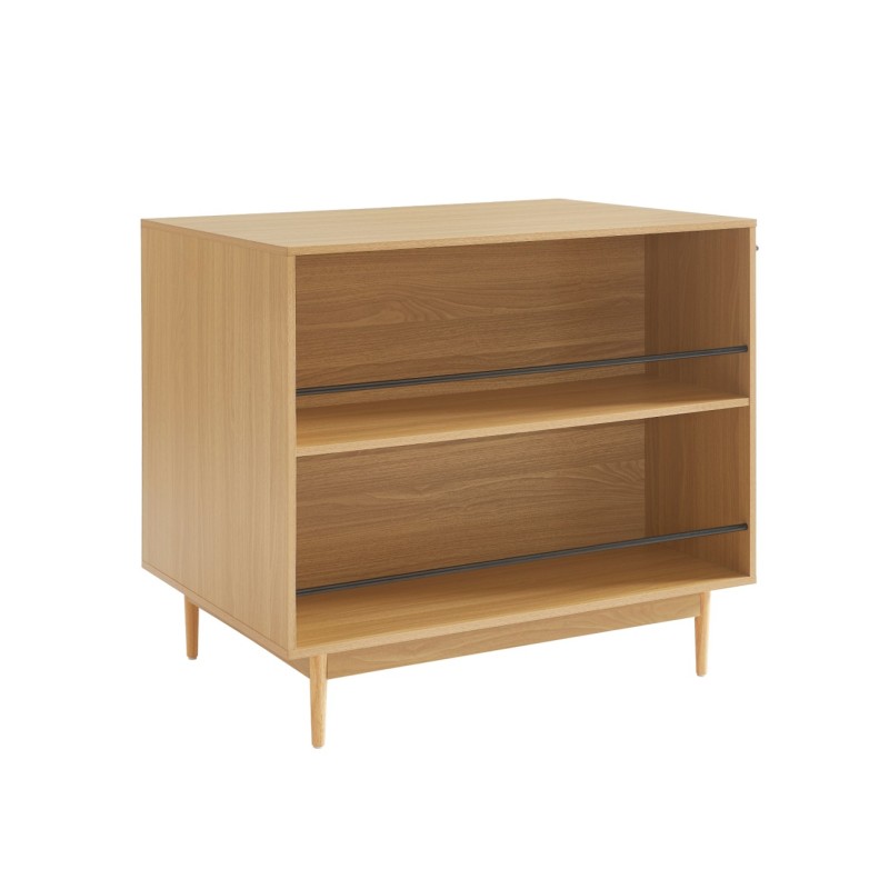 Ilot central AMANA effet chêne et cannage rotin 100cm