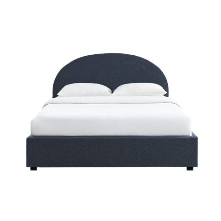 Lit coffre OLAF 160x200 tissu bouclette bleu foncé sommier inclus