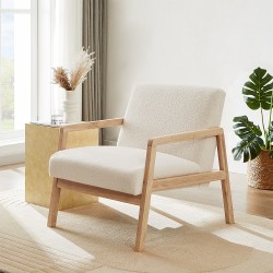 Fauteuil BONIFACIO en tissu bouclette blanc