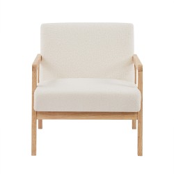 Fauteuil BONIFACIO en tissu bouclette blanc