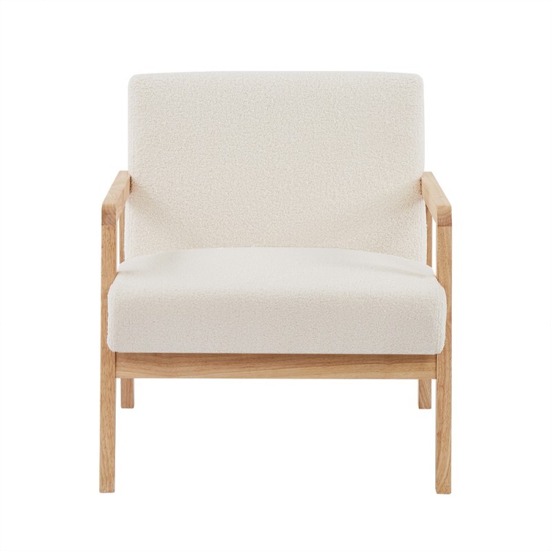 Fauteuil BONIFACIO en tissu bouclette blanc