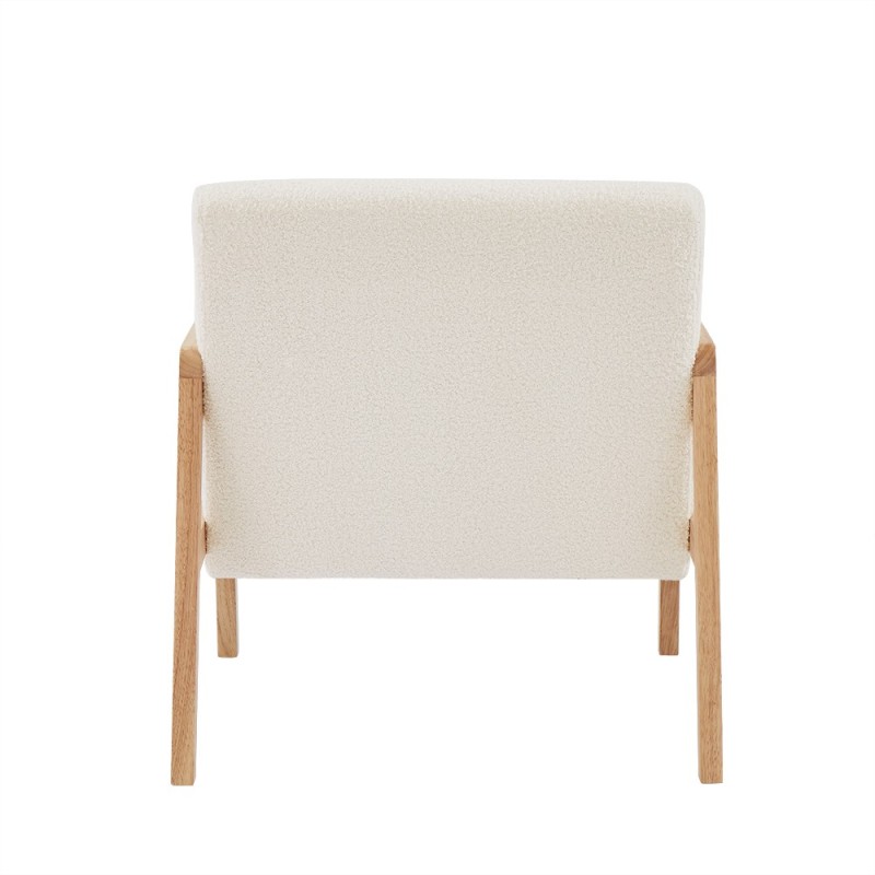 Fauteuil BONIFACIO en tissu bouclette blanc