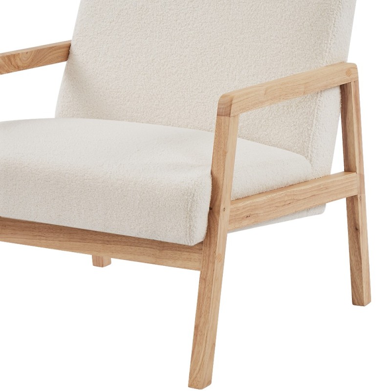 Fauteuil BONIFACIO en tissu bouclette blanc