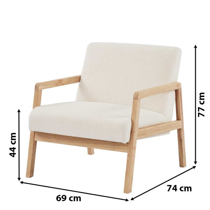 Fauteuil BONIFACIO en tissu bouclette blanc
