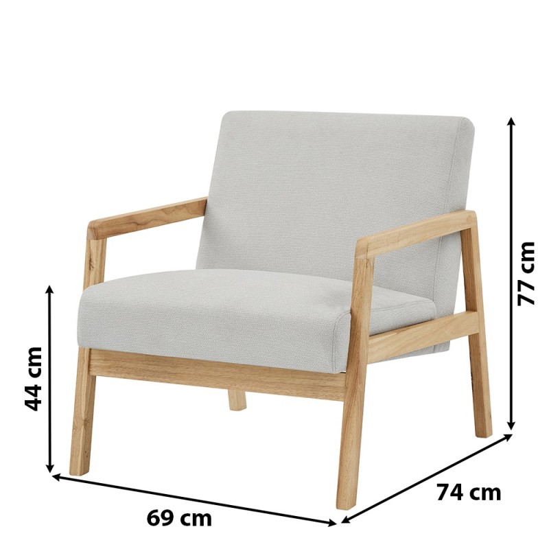 Fauteuil BONIFACIO en tissu gris clair