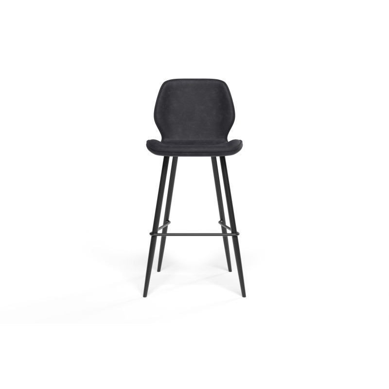 Lot de 2 tabourets de bar ETHAN en PU noir
