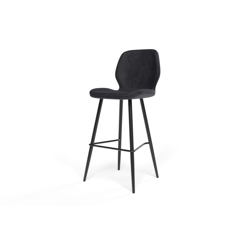 Lot de 2 tabourets de bar ETHAN en PU noir