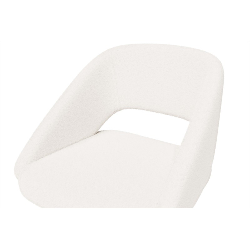 Lot de 2 tabourets de bar LENNY tissu bouclette blanc piètement en métal noir