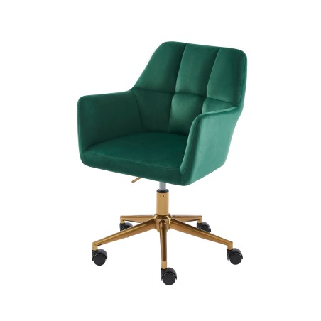 Fauteuil MONACO en velours vert avec pieds dorés