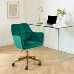 Fauteuil MONACO en velours vert avec pieds dorés