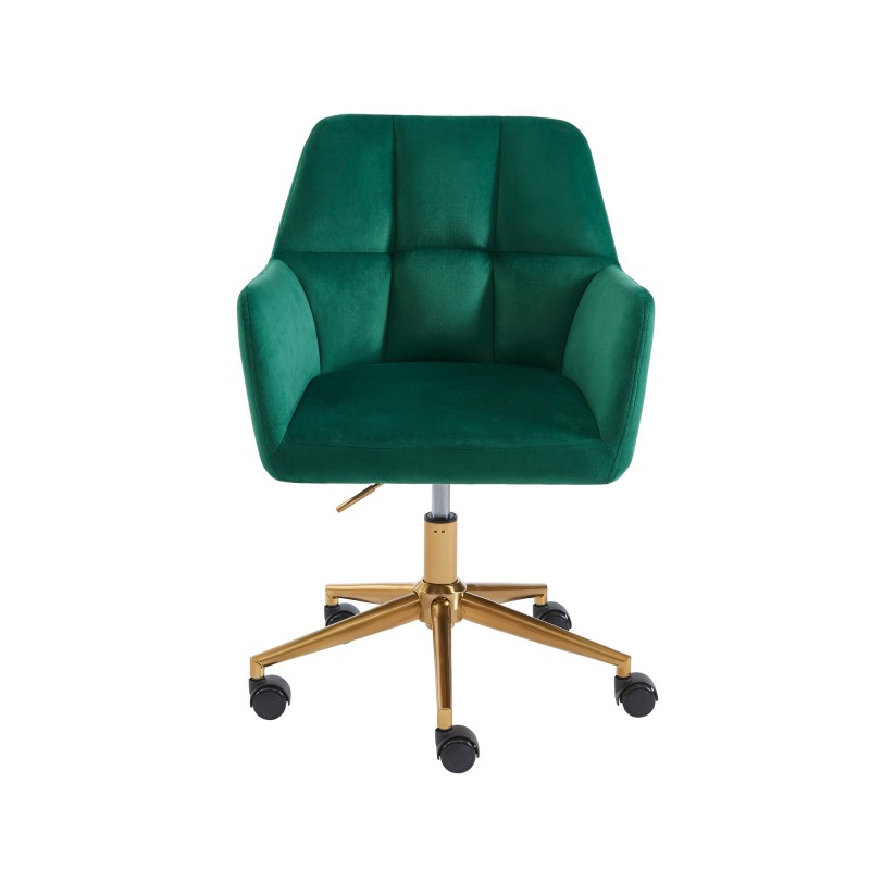 Fauteuil MONACO en velours vert avec pieds dorés