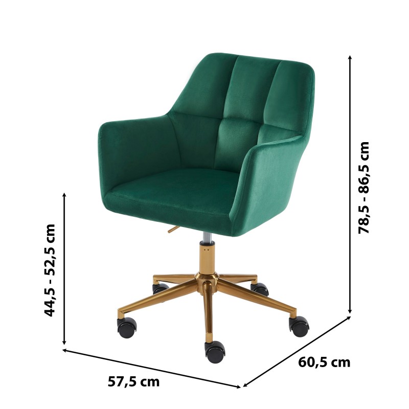Fauteuil MONACO en velours vert avec pieds dorés