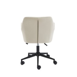 Fauteuil MONACO en velours blanc cassé avec pieds noirs