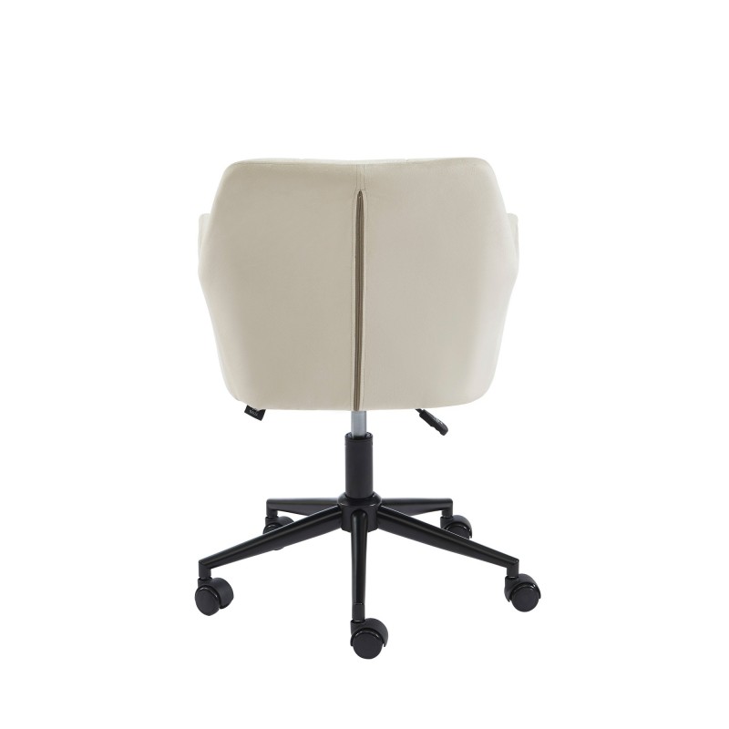 Fauteuil MONACO en velours blanc cassé avec pieds noirs