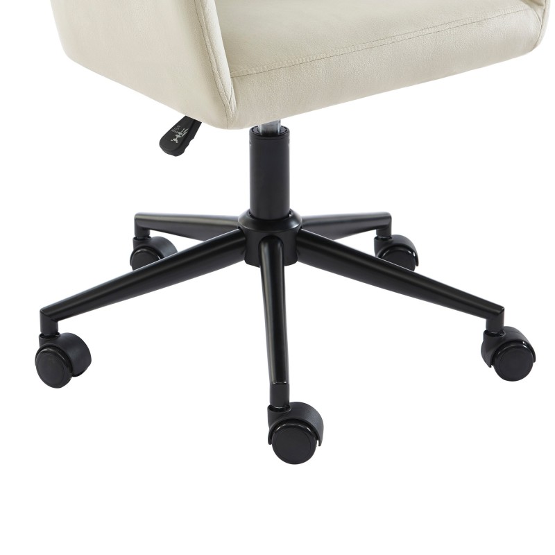 Fauteuil MONACO en velours blanc cassé avec pieds noirs