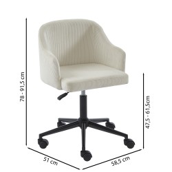 Fauteuil BARNABE en velours côtelé beige