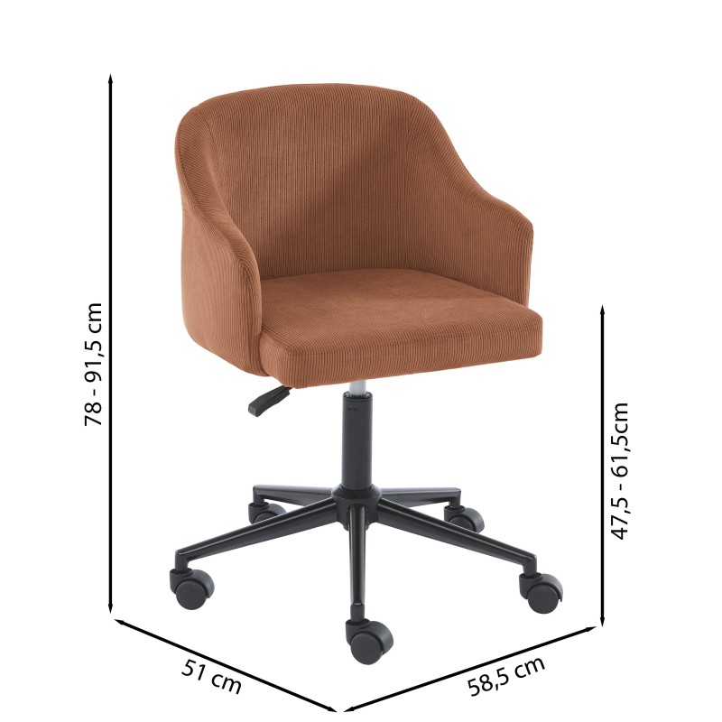 Fauteuil BARNABE en velours côtelé terracotta