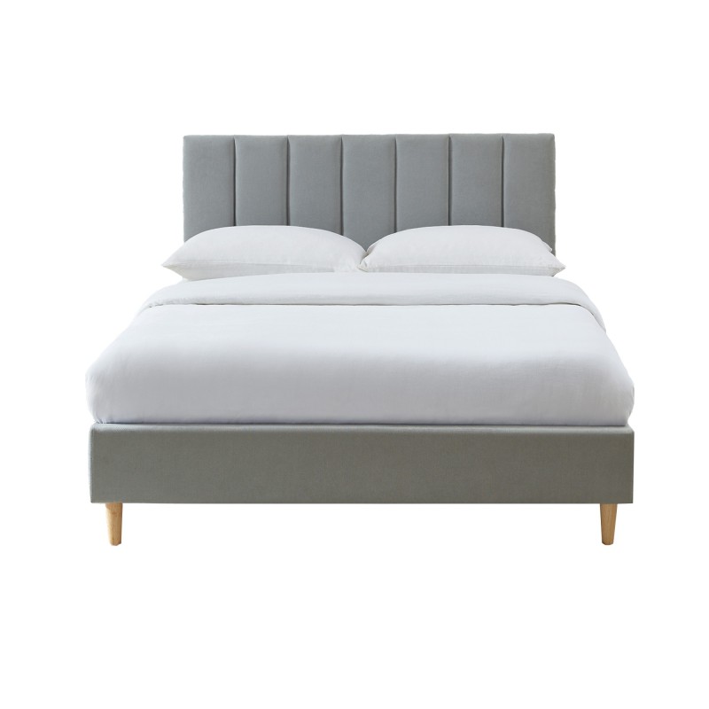 Lit coffre MARIUS tissu gris 140x190 cm