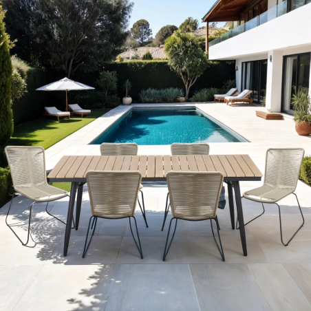 Lot 6 chaises de jardin ERIN en métal et cordecoloris naturel