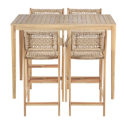 Table haute KUTA 140x90x105 cm en bois d'acacia FSC blanchi