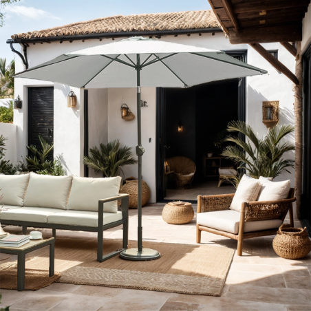 Parasol droit PANTONE rond diamètre 3m - toile gris glacier