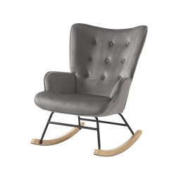Fauteuil SUZIE velours gris rocking chair