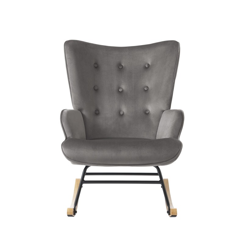 Fauteuil SUZIE velours gris rocking chair