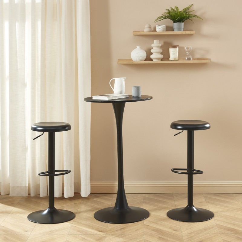 Lot de 2 tabourets HOLY métal noir mat