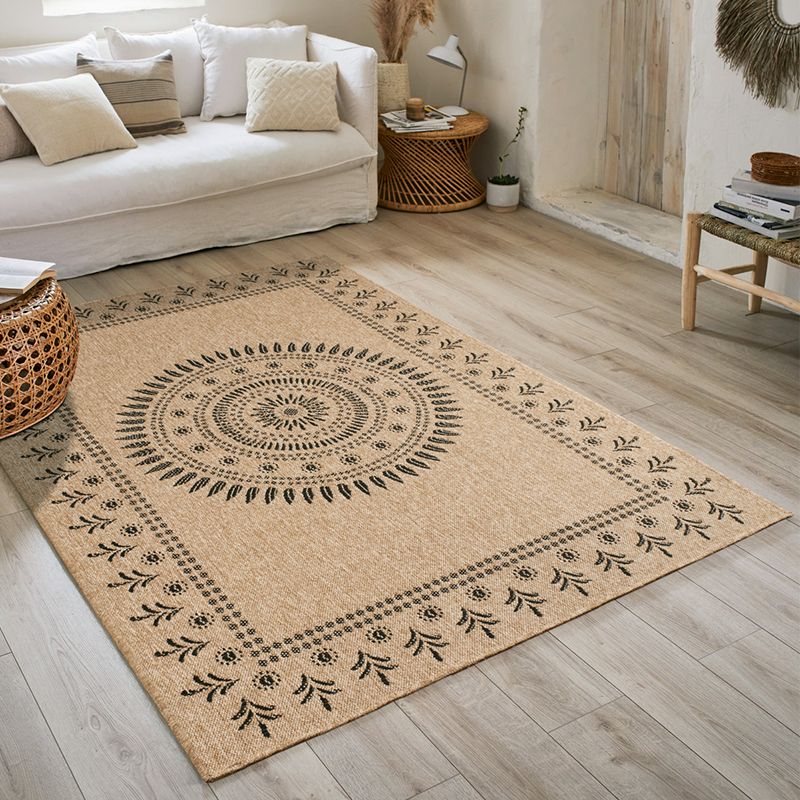 Tapis d'extérieur PALMA marron et noir aspect jute 160x230 cm