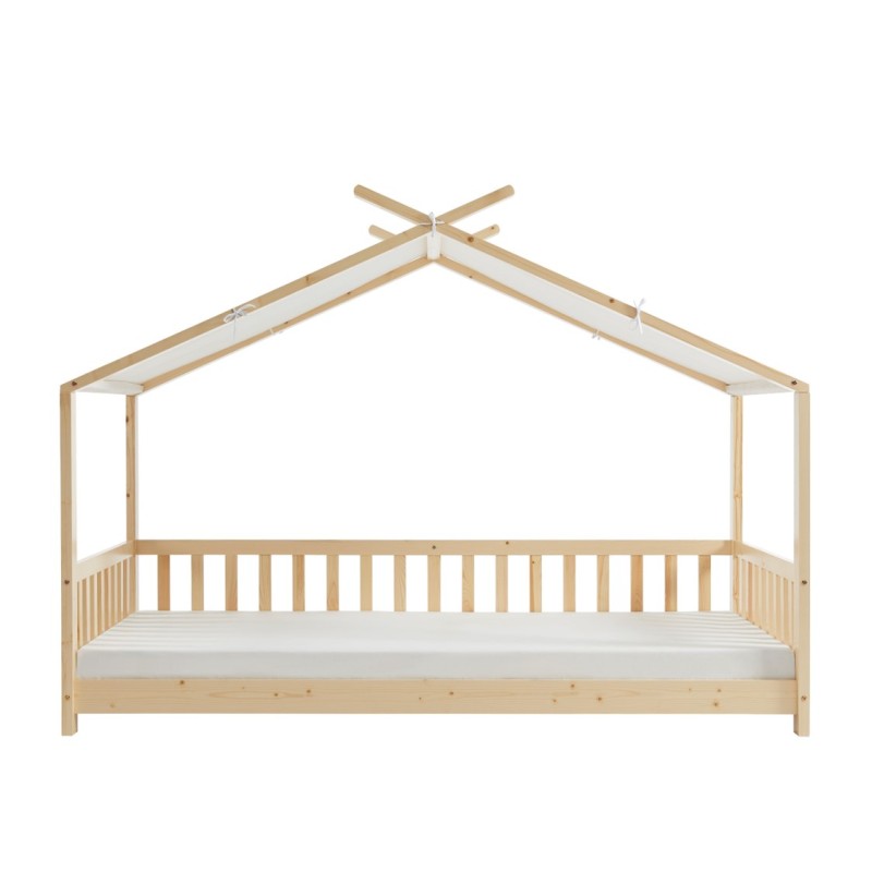 Lit tente TINY pin massif 90x190 sommier et barrières inclus