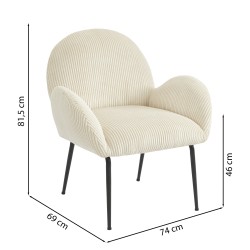 Fauteuil GINA velours côtelé beige