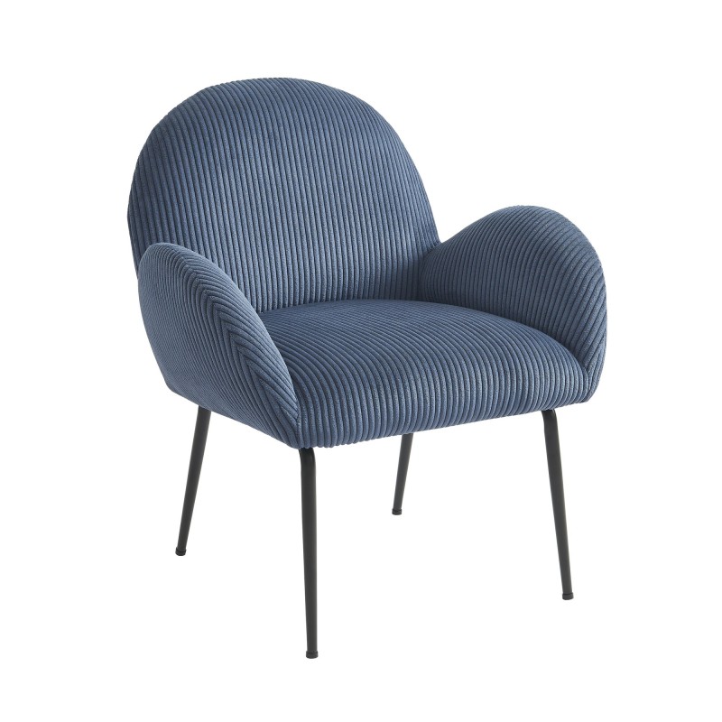 Fauteuil GINA velours côtelé bleu