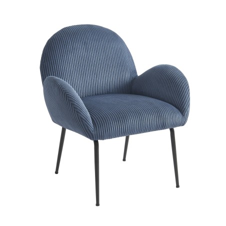 Fauteuil GINA velours côtelé bleu