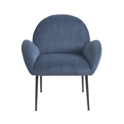 Fauteuil GINA velours côtelé bleu
