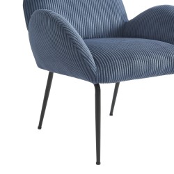 Fauteuil GINA velours côtelé bleu