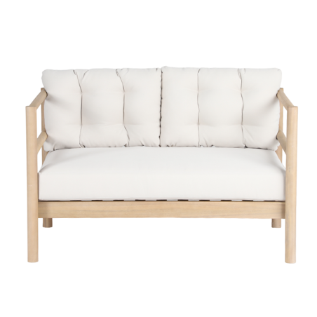 Canapé de jardin SAMOA 2 places en bois d'acacia FSC et coussins beige