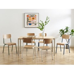 Lot de 2 chaises PANTONE bleu nuit et placage frêne pieds métal