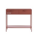 Console PANTONE métal terracotta 2 tiroirs 100cm
