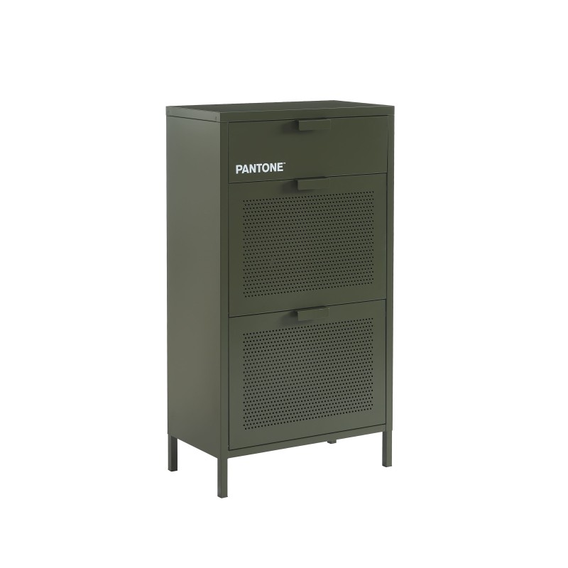 Meuble à chaussures PANTONE métal olive foncé 55cm