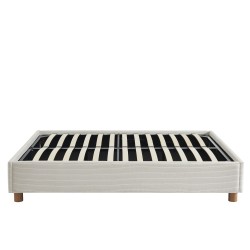 Lit coffre KORALL velours cotelé écru 160x200 sommier inclus